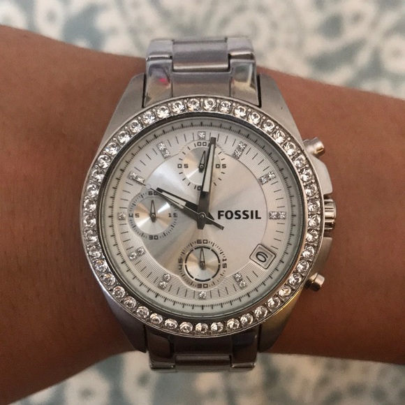 Fossil Silver Diamond Encrusted . Small fit . - Picture 6 of 8